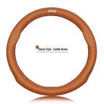 Jeep Genuine Leather Steering Wheel Cover: Fits Cherokee, Renegade, Wrangler, Commander 38cm brown