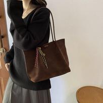 Bag Texture Tote Bag Simple Underarm Bag Retro Deerskin Velvet Large-Capacity Women'S Bag no pendant tamsiai ruda spalva