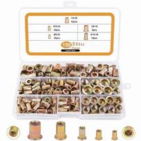 150/165Pcs Carbon Steel Rivet Nut Kit Assorted Sizes Threaded Insert Nuts  Metal Fabrication 150Pcs SAE Zinccolor
