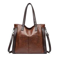 Large Capacity Soft Leather Tote Bag, Shoulder Bag, Crossbody Bag for Women Casually geltona/ruda