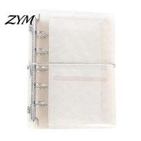 Transparent Trifold Binder A6 A7 M5 Binder, 5/6-Rings Refillable Loose Leaf Folder, Planner Budget Notebook Cover for School, Office, Meeting Pocket S white