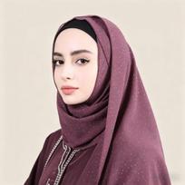 Chiffon Hijab Rhinestone Shawl Wrap for Women Head Scarf for Muslim Wedding Party Gift black