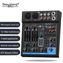 Depusheng M4 Professional 4-Channel Audio Mixer black