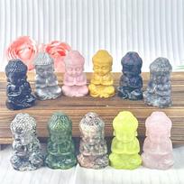 Price Beautiful Mixed Material Baby Buddha Crystal Carving for Home Decoration about4.5cm beige