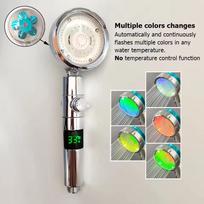 LED Digital Temperature Display Shower Head Temperature Control Colorful Fan Spray Nozzle High Pressure Rainfall Bathroom Shower