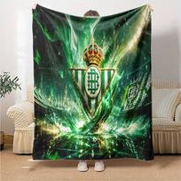 Real Betis Crest Artwork Flannel Blanket, Soft Polyester, Modern Design, All-Season for Camping, Travel, Gifts for holidays or birthdays 150x180cm