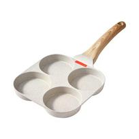 Four-Hole Maifan Stone Non-Stick Egg and Pancake Pan for Breakfast Gray White Open Fire white