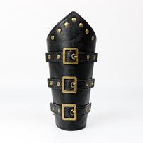 Leather Gauntlet Wristband Viking Leather Arm Guard Medieval Armor Bracers Leather Armband Wrist Guards Cosplay(Single black