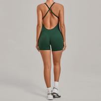 European and American New Yoga Sport Bodysuit: Cross-Back, One-Piece, Tight-Fit Jumpsuit for Fitness and Running Small black