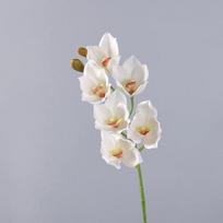 Realistic PU Artificial Orchid Flowers 6 Heads Real Touch Fake Flowers Silicone Cotton Orchid Home Decoration gray