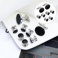 Manžetės ir sagos rinkinys Classic smokingo marškiniams Vyrams 2 Cufflinks 6 Studs black
