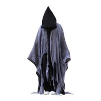 Stage Performance Ghost Cloak Grim Reaper Hooded for Men Women, Adult Scary Gothic Outfit Wizard Cape, Halloween Cosplay Costume Masquerade juoda