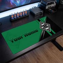 Borussia Mönchengladbach individualus didelis pelės kilimėlis, personalizuotas teksto su vardu spausdinimas, neslystantis stalo kilimėlis su futbolo logotipu, žaidimų dovana 30cmx60cm black