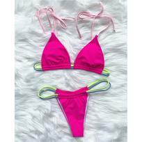 Sexy Micro Strong Neon Bikini Moteriškas maudymosi kostiumėlis Moteriškas maudymosi kostiumėlis Dviejų dalių bikinio rinkinys Aukštai kirptas maudymosi kostiumėlis plaukimui M gray