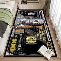 VIKAMA 100 Yuan Banknote Long Rug, Washable, Non-slip, Bedside Mat, Bedroom and Living Room Carpet, Home Decoration 70x100cm