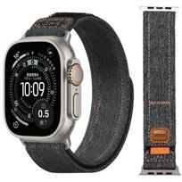 Džinsinis nailoninis dirželis Apple Watch Ultra 3-2-1 49mm 11 10 46mm 42mm pintas apyrankės iWatch 9 8 7 6 5 4 SE 45mm 44mm 41/40mm juosta Ultra 3-2-1 49mm gray