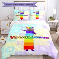 Numberblocks Customize your name Bedding Set Breathable Duvet Cover with Pillowcases Home Decoration Birthday Gift 135cmx200cm white
