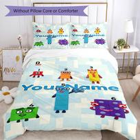 Numberblocks Customize your name Bedding Set Breathable Duvet Cover with Pillowcases Home Decoration Birthday Gift 140cmx210cm