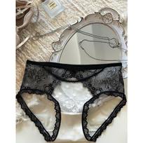 Girls Spring and Summer Pure Sexy Lace Mesh Hollow Breathable Camellia Moisturized Triangle Briefs L brown