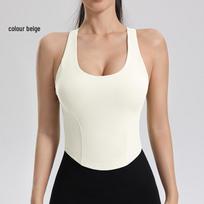 Women's U-Shaped High-Impact Sports Bra - Shockproof, Quick-Dry, Fixed Cup for Running & Yoga Large