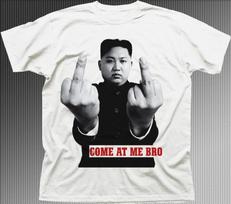 Kim Jong-Un Finger KOREA The Interview Come at me Bro white t-shirt OZ9495 4XL gray