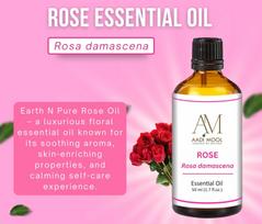 Aadi Mool Rose Essential Oil | Pack of 2 x 15ml | Pure & Natural Rose Oil for Skin Care, Face, Hair & Aromatherapy | Rose Oil for Diffuser, Massa pink