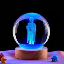 Amitabha Buddha 3D Laser-Engraved Crystal Ball Night Light Gift