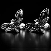 Gothic Death Head Moth Women's Stud Earrings gray