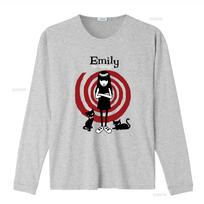 Emily The Strange Katė Raudonas Sūkurio Raštas Oficialus Licencijuotas Marškinėliai Moterims vintage Skalbti Universalūs Unisex mada Kvėpuojantys L gray