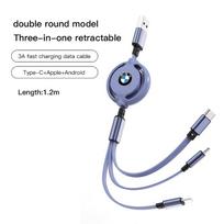 Automobilinis 3 viename USB laidas C tipo Micro USB Greito įkrovimo laidas, skirtas BMW E46 E90 E60 F30 F10 E39 i3 i4 X1 X2 X3 X5 X4 X6 X7 M3 M4 M5 M2