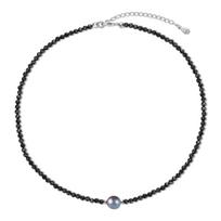 [KOAI] Cut Spinel Black Pearl Choker Power Stone Necklace for Women gray