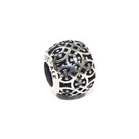 Pandora Complex Lace Ribbon Pendant Unisex Jewelry Silver 791295CZ Silver,F gray
