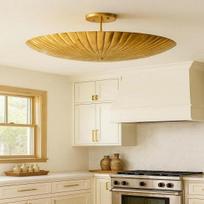 1950s Mid-Century 6-Light Brass Sputnik Ceiling Light  Custom Flush mount Fixture beige