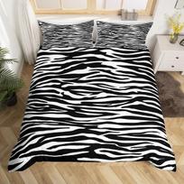 Zebra Print Duvet Cover Twin Wild Animal Theme Bed Set Safari Wildlife Fur Comforter Cover Abstract Geometric Stripe Bedding Set EU Single 135*200cm/53x79in 3pcs