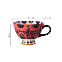 420 ml keraminis puodelis Puodeliai Rankomis tapytas gėlių raštas Retro kūrybingi kavos puodeliai Latte vandeniui Restoranui biurui šeimai draugui 401-500ml black