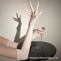 Silky Black Erotic Stockings & Seamless Five-Finger Gloves – Ultra-Thin, High Elasticity & Pure Desire One Size white