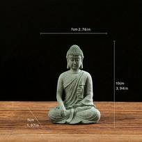 Zen Buddha statue ornaments fish tank rockery bonsai flowing water figure micro landscape decoration Green Sandstone small Craft gray