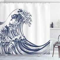 Japoniškas keramikos rankdarbis Vandeniui atsparus poliesterio audinys Vandeniui atsparus poliesterio audinys Vonios užuolaida 180 x 200cm su 12 kabliukų 100W180H(CM)40x71in