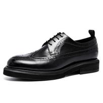 Madingi Rankų Darbo Odiniai Batai Vyrams Vasariniai Nauji Brogues Išraižyti Verslo Proginiai Batai Vyriški Juodi Laisvalaikio Padidinti Britiški Raišteliais Susiaučiami Oxfords 42 black