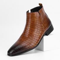 Men Chelsea Boots Small Square Head Shoes Personality Stylish Ankle Boots D609 Comfortable Fashion 50 brown