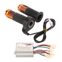 36V 350W Aluminum Alloy Brushed Speed Controller and Long Line Throttle Twist Grip Set for Electric Bike Tricycles black