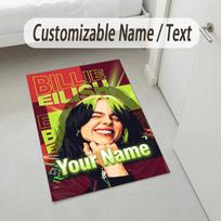 Personalized Crystal Velvet Carpet,Billie Eilish Custom Printed Name, Plush Area Rug For Home Indoor Decor 40cmx60cm gray