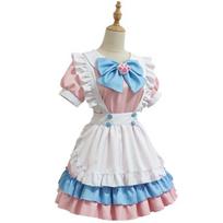 Lovely And Detailed Lolita Dress Maid Uniform Outfit With Distinctive Choker Accessory Dress,3XL gray