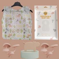 Thickened Waterproof Disposable Cotton Baby Bibs - Portable Anti-Stain Saliva Towels for Children white