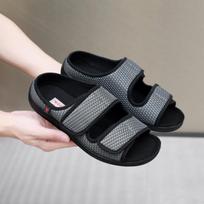 Vasariniai patogūs diabetikų batai, platūs nykščiai, aukštas keltas, pėdos dydis, vidutinio amžiaus ir senyvo amžiaus žmonių sandalai, minkštos, reguliuojamos šlepetės, unisex 42 gray