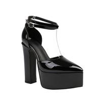 European And American Large Size Bag Head Buckle Waterproof Table High Heels Super High Heels Sexy Banquet Hate Sky High Black Thick Sole Catwalk 38 black