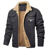 2026 Men's Fleece Workwear Jacket - Casual Print Outerwear for Autumn/Winter 5XL beige