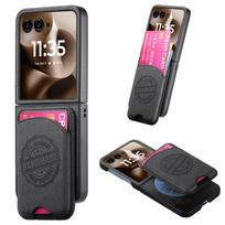 Magnetic Leather Phone Case for Motorola Razr 60 50 40 Ultra Wallet Card Holder Protective Cover Compatible with Moto Razr Motorola Razr 50 Ultra juoda