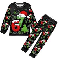 19697 Kids Boys Girls Christmas Steal a Brainrot 67 Six Seven Print Long Sleeves T-Shirt Pants Pajamas Sleepwear Sets 160cm gray