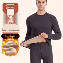 Men's Luxe Fleece-Lined Lambswool Thermal Set for Autumn-Winter XXXL